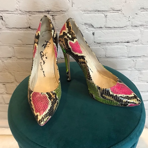 Alice + Olivia Shoes - Alice + Olivia by Stacey Bendet Dido Snake Embossed Leather Stiletto size 9